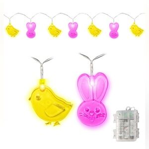 Yellow Chick and Pink Bunny String Lights